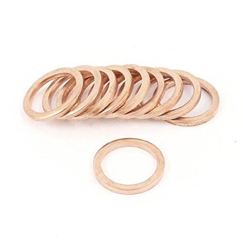 TOOGOO 10Pzs Arandela aplastada de cobre Accesorio de sellado de anillo plano 14mmx18mmx2mm