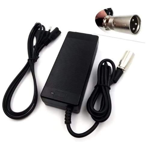 TOP CHARGEUR Adaptador Alimentación Cargador Corriente 42V Reemplazo para Batería 36V 2A Lithium Li-Ion Li-Poly Cargador para 10Series 36V Bicicleta Eléctrica E-Bike. Conector: XLRM (1 +, 2-)