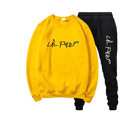 Tops Pantalones Disfraz de Lil Peep Tops de Manga Larga Suéter con Estampado Suelto Sudadera con Capucha Lil Peep Unisex Schwarz S