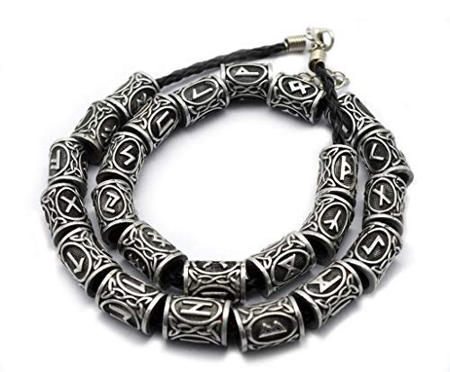 Viking · Runes · Colgante, Brazalete y Anillo de Pelo con Barba para Hacerlo Usted Mismo (24) Opciones de Oro y Plata,Silver