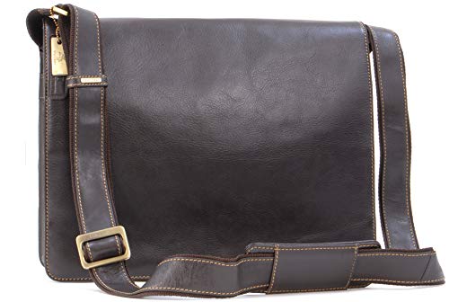 VISCONTI - Borsa Messenger - Lavoro/Tracolla/Valigetta per ufficio/Borsa per PC portatili - Vera Pelle - Unisex - 18548 - Mocha