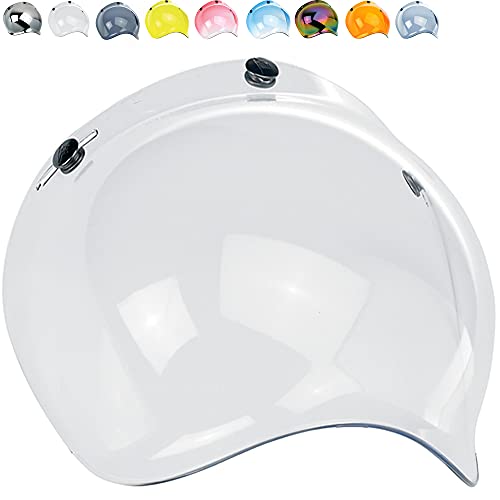 Visera Burbuja Para Casco Jet o Integral 3 Botones Bubble Universal Mecanismo Ajustable en 3 Alturas a Prueba De Viento Para Harley Biltwell Bell DMD Bandit Yam AFX Nolan Agv ( Neutro Trasparente )