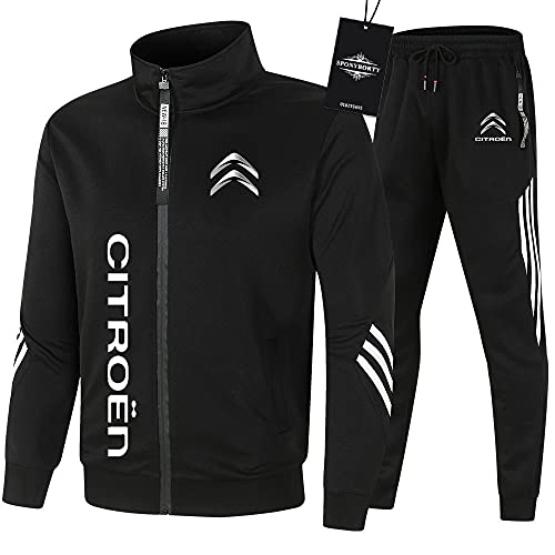 WEICINIIA de Los Hombres Chandal Conjunto Trotar Traje Cit_R.Oen Hooded Zipper Chaqueta + Pantalones Sudadera Baloncesto Ropa Niños/Negro/XXXL