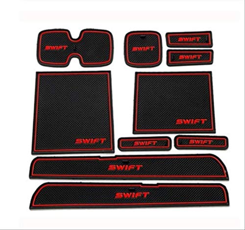 XGFCNB   , el Ajuste más Nuevo , para Suzuki Swift 2005-2016, Ranura para Puerta de Coche Antideslizante, Alfombrilla de Goma con Ranura de látex, cojín para Taza Interior, diseño de Coche, 10 Piezas