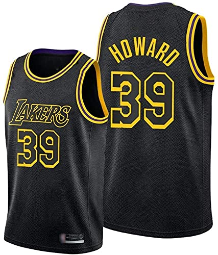 XUECHEN Ropa Camiseta sin Mangas para Hombres, NBA Los Angeles Lakers # 39 Dwight Howard Ropa de Baloncesto, Cómodo Luz Transpirable Uniformes Chaleco, Negro, XL (180~185cm)