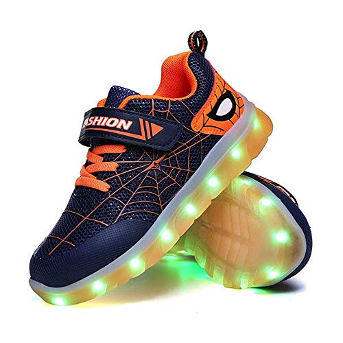 Zapatos de luz USB Flash de carga para niños y niñas, el mejor regalo para cumpleaños, Navidad, día de Acción de Gracias puede cargar (tamaño 31, color: C)