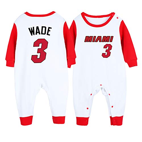 ZGRNB NBA Sports Fan Baby Creepers Jumpsuit Cardigan Russell Westbrook 0 Kawhi Leonard 2 Tracy McGrady 1 Chris Paul 3 Dwyane Wade 3 Rompers Camiseta de Baloncesto 0-15 Meses