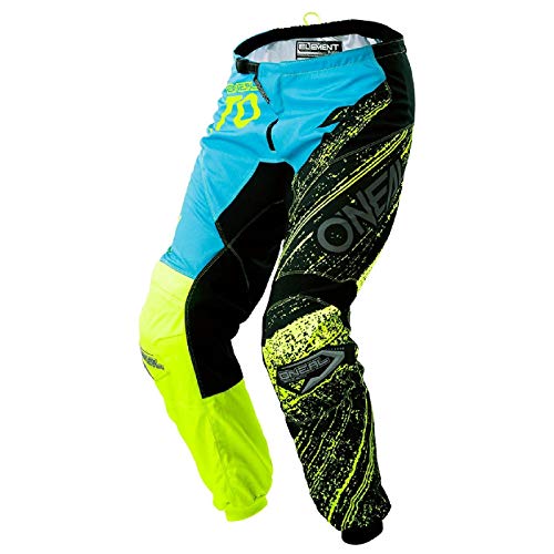 0108-934 - Oneal Element 2018 Burnout Motocross Pantalones 34 Negro Azul Hi-Viz