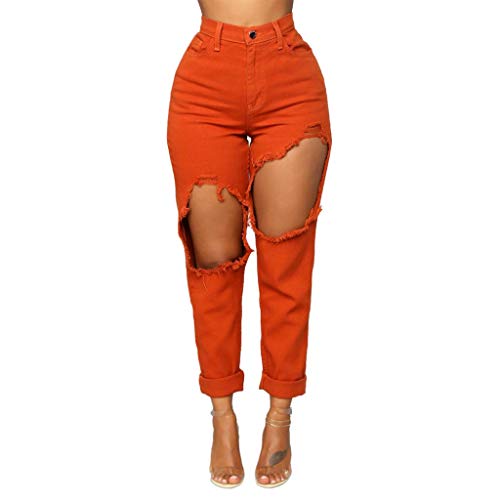 Aiserkly Moda Mujeres Primavera Verano Casual Estiramiento Jeans Mujer Cintura Alta Elástico Slim Lápiz Pantalones Verde rosso L