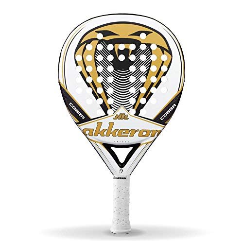 Akkeron Pala de padel Cobra R X9 funda incluída | blacon y amarillo | puente abierto | antivibración