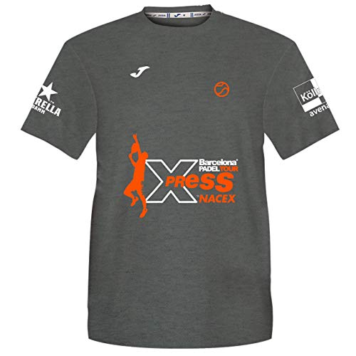 Barcelona Padel Tour | Camiseta Técnica de Manga Corta para Hombre Joma Xpress by Nacex con Estampación Especial de Pádel | De Tacto Suave y Secado Rápido | Ropa Deportiva Gris M