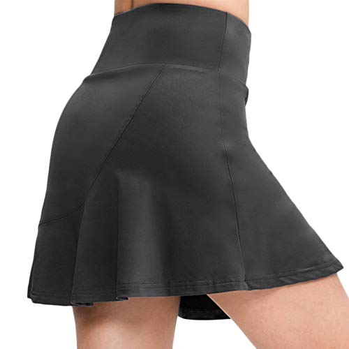 beifon Falda Pantalón Deportiva de Tenis Mujer 2 En 1 Falda Padel Mujer Transpirable Falda Pantalón Mujer Falda Deportiva Mujer con Bolsillos Skort de Golf Fitness Correr Deporte (Negro, L)