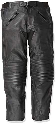 Bikers Gear UK Pantalón de Moto Sturgis de Cuero Reforzado Certificado CE Negro 48 Largo