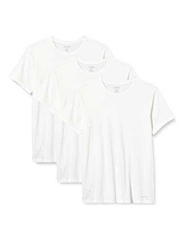 Calvin Klein 3 Pack T-Shirts-Cotton Classics Camiseta, Blanco, L (Pack de 3) para Hombre