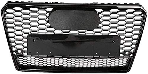 CCIG Parrilla De Paragolpes Delantero, Rejilla Sport Hex Mesh Honeycomb Hood, para Au-Di A7 / S7 / Rs7 2009~2015 Accesorios para Automóviles Negro Brillante, Sin Emblema, Emblema