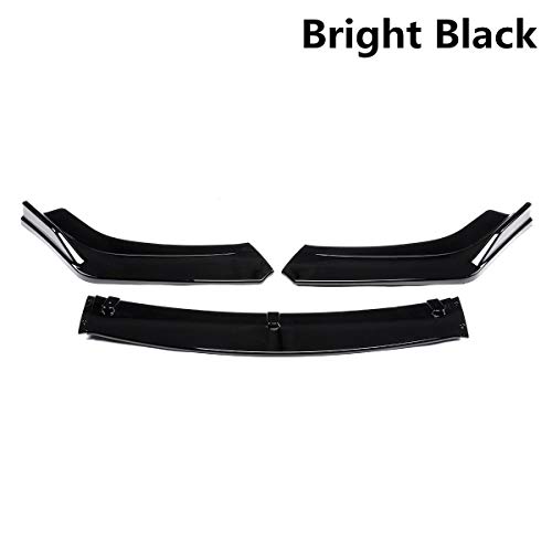 Coche Alerón Paragolpes, 3pcs frente del coche inferior del parachoques spoiler cuerpo del kit for Hon-da Civic Sedan 4dr for 2016 2017 2018 Fibra de Carbono Look/Negro (Color : B)