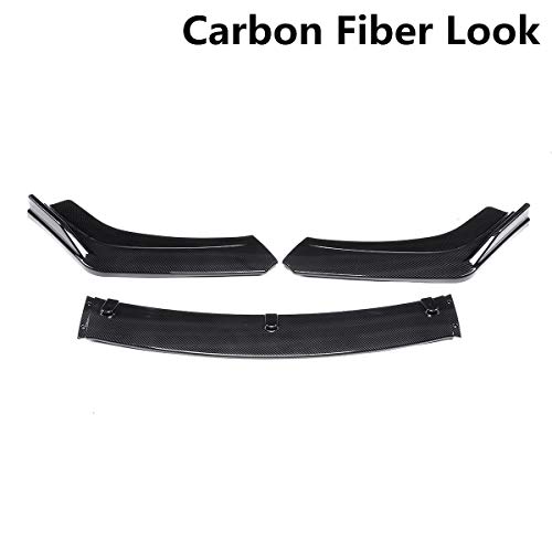 Coche Alerón Paragolpes, Accesorios for el coche for Civic Sedan 4dr 2016-2018 fibra de carbono Look/Negro 3pcs Body Kit alerón delantero del coche universal del labio inferior del parachoques