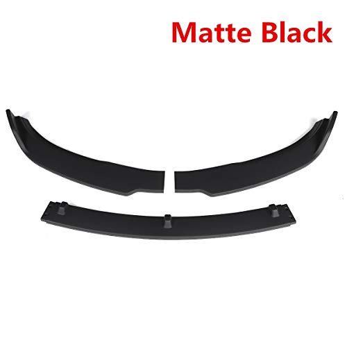 Coche Alerón Paragolpes, For Tesla Model 3 Sedan 2016-2019 New Look 3 piezas de fibra de carbono frontal/Negro auto de choque Splitter Lip Kit Cuerpo Alerón difusor Guardia (Color : Matte Black)