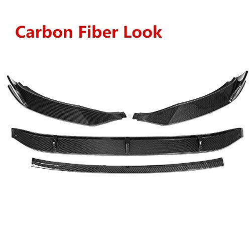 Coche Alerón Paragolpes, Kit 4PCS Parachoques delantero del coche divisor Lip Chin ACOPLE divisores cuerpo de la tapa desmontable for la V-W Variant B8 2017-2018 (Color : Carbon Fiber Look)