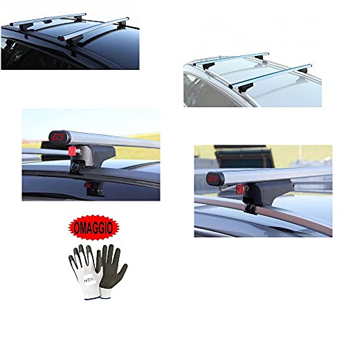 Compatible con Opel Vectra SW 5P 2007 Barras portaequipajes para techo de coche de 110 cm Par de barras de aluminio con railing tanto alto como bajo