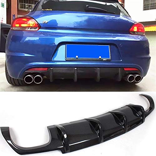 CROSYO 1pc Fibra de Carbono Posterior del Coche de Parachoques difusor Spoiler for Volkswagen VW Scirocco R R20 Parachoques 2009-2016 Alerón Posterior del Coche Difusor (Color : Quad Outlet)