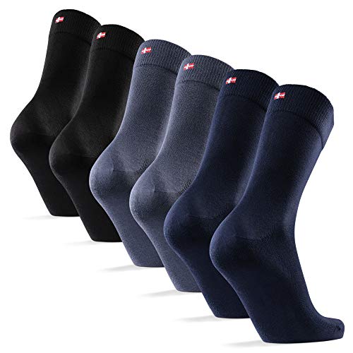 DANISH ENDURANCE Calcetines de Bambú para Hombre y Mujer, Super Suaves, Cómodos, Negro, Pack de 6 Pares (Multicolor (2 x Negro, 2x Azul Marino, 2x Gris), EU 39-42)