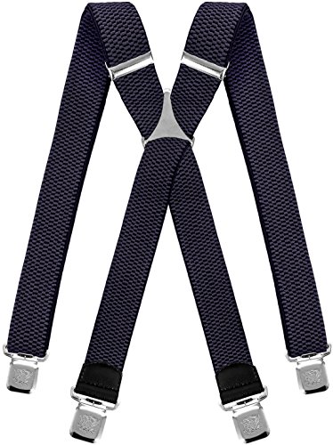 Decalen Tirantes Hombre Elásticos Ancho 40 mm con Clips Extra Fuerte Una Talla Para Todos (Azul Marino)