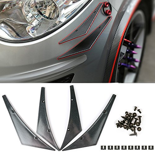 Delantero parachoques Lip Diffuser Splitter Fins Body Spoiler Universal Auto Carbon-Fibre-Pattern Canards Valence Chin Vortex Generator Kit Set