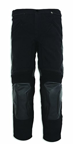 Ducati Dainese Company 2 Pantalones de Hombre de Cuero y Tejido Negro - Negro, 58
