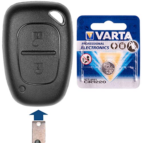 Estuche de Repuesto para el Mando a Distancia Renault Radio con Llave para automóvil con 2 Botones + batería para Renault Kangoo KC Master Trafic II Opel Movano Vivaro