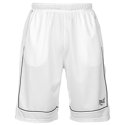 Everlast - Pantalones cortos de baloncesto para hombre, sueltos, ropa deportiva, Todo el año, Hombre, color negro/blanco, tamaño M