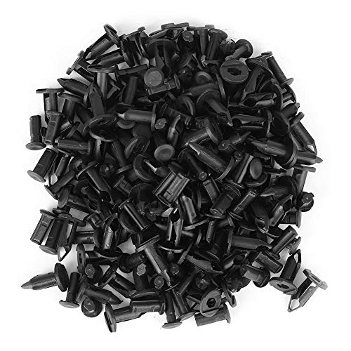 EVGATSAUTO 100pcs 8mm/0.3"Diámetro del agujero Plástico negro Parachoques del coche Guardabarros Remaches Pasadores de presión Clips Sujetadores aptos para Toyota