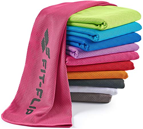 Fit-Flip Toalla de enfriamiento 100x30cm, Toalla de Deporte refrescante, Toalla fría, Cooling Towel, Toalla de Microfibra – Color: Rosa, tamaño: 100x30cm