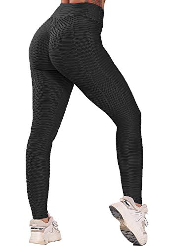 FITTOO Leggings Push Up Mujer Mallas Pantalones Deportivos Alta Cintura Elásticos Yoga Fitness #2 Negro Chica