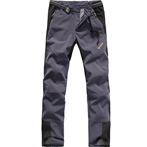 Flygaga - Pantalón con forro polar para hombre, cortavientos, impermeable para deportes de exteriores, acampada, senderismo, trekking, recta, Hombre, color gris oscuro, tamaño XXL