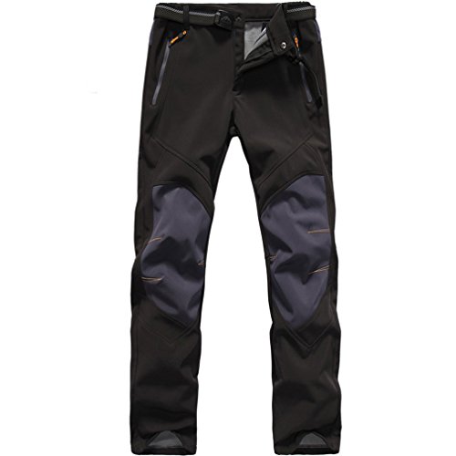 Flygaga - Pantalón con forro polar para hombre, cortavientos, impermeable para deportes de exteriores, escalada, camping, senderismo, recta, Hombre, color negro, tamaño M