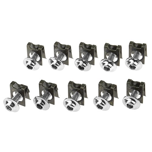 Gazechimp 10 Tornillos Tuercas de Parachoques de M5/5mm Partes para Motocicleta de Honda Kit de Reemplazo - Plata