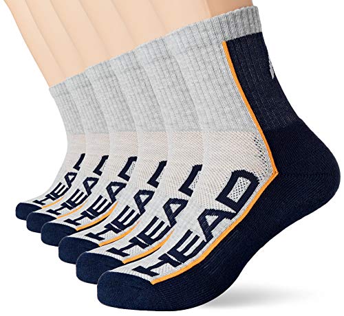 Head Performance Short Crew Socks Multipack Calcetines, gris/azul marino, 43-46 (Pack de 6) Unisex adulto