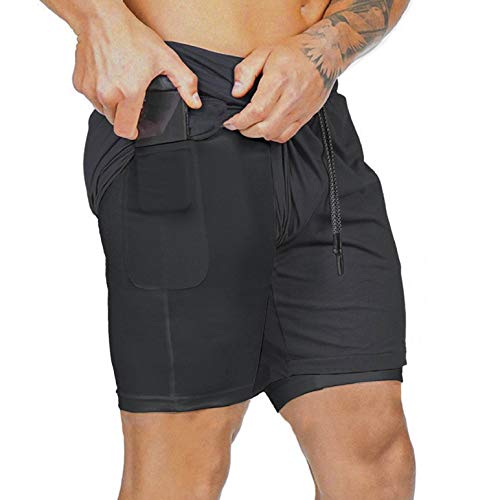 heekpek Pantalones Cortos Hombre Sport Verano Shorts Deportivos Transpirables de Doble Capa con Bolsillos Pantalon Corto Hombre Deporte