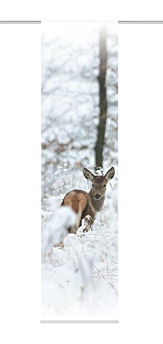 Home Fashion 86330 – 711 – H: 245 x B: 60 cm schiebvo rhang Impresión Digital Deer, Tela Decorativa de Seda, Natural