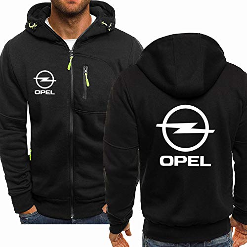 IKDWD Sudadera con Capucha para Hombre Sudadera con Cremallera Opel Impreso Casual Espesor Unisex Manga Larga Chaqueta con Capucha - Adolescente Regalo Black-X-Large