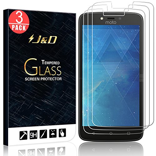 J&D Compatible para 3 Paquetes Moto C Plus Protector de Pantalla, [Cristal Templado] [NO Cobertura Completa] HD Claro Vidrio Balístico Protector de Pantalla para Motorola Moto C Plus