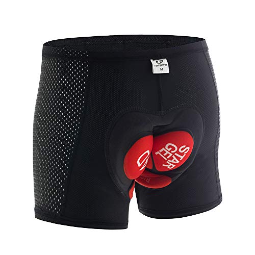 JEPOZRA Ciclismo Hombre Bicicleta Ropa Interior Pantalones Cortos, 4D Gel Acolchado, lástica, Ligera y Transpirable, MTB Unisexo (Rojo, XL)