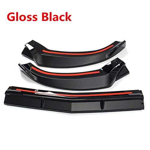 JKBDNB Lip Bumper, Nueva 3Pcs Frente del Coche Lip Chin Paragolpes Spoiler Divisores Cuerpo del Kit para Mercedes para El Benz Clase C W205 C250 C300 C350 2015-2018,Glossy Black