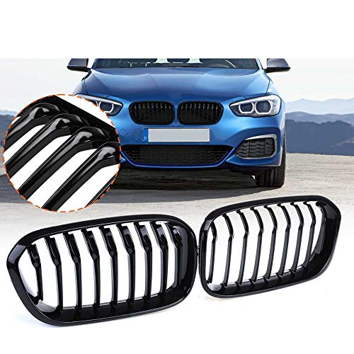 JNXZHQC 1 par de paragolpes Delantero para Coche, Rejillas para riñón, Negro Brillante, 1 Rejilla de Lamas de Carreras. para BMW F20 F21 LCI 5D 3D 1 Series 120i 2015 2017  Rejilla de Parachoques