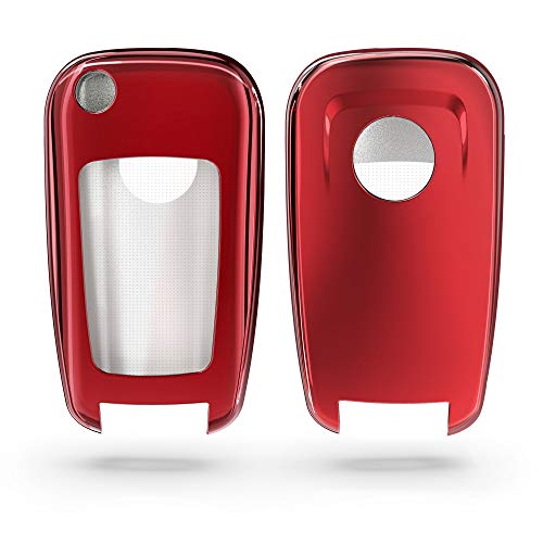 kwmobile Funda para Mando Compatible con Opel Vauxhall Llave de Coche Plegable de 2-3 Botones - Funda TPU Llave con Botones de Llave de Auto - Rojo Brillante