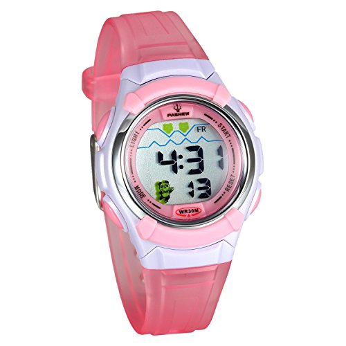 Lancardo Reloj Electrónico con Dibujo Animado Panda Encantadora Resistente al Agua de 30M Pulsera Digital Multifuncional de Alarma Cronógrafo con LED Luces para Niño Niña Chicos (Rosa)