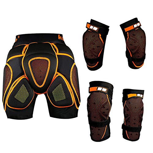 Ljings Conjunto Equipo Protección, Rodilleras, Coderas, Pantalones Cortos Protectores Acolchados, Protección 3D para Cadera, Glúteos Y Coxis, para Snowboard, Patinaje Y Esquí,S