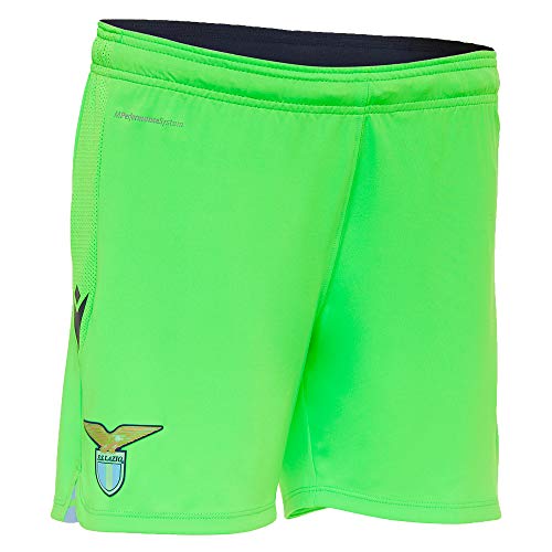 Macron - SSL M20 Short Racing Away Oficial Jr, Pantalones Cortos de niño Away SS Lazio 2020/21 para niño 0-24, niño, 0-24, 58116282, Verde Fluo, JL