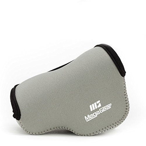 MegaGear ''Ultra Ligero'' Estuche de Camara de Neopreno, bolso, cubierta Protectora sin Espejos para Sony Alpha A6500, A6300, A6000 (16-50 mm) con Mosquetón para Llevar Fácilmente, color Gris